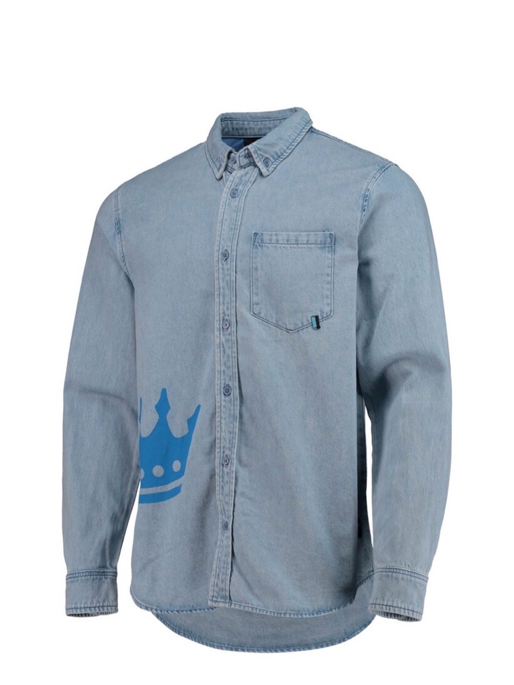 Light Blue Denim Long-Sleeve Button-Up Shirt